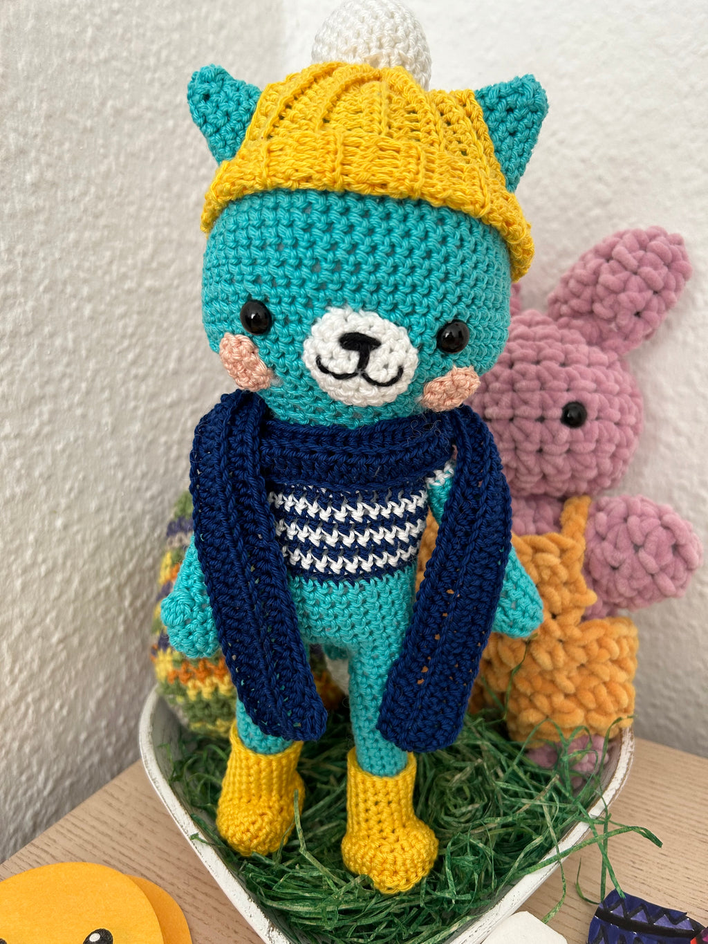 ⭐ Handgehäkelte Katze "Lenny" 30cm | Amigurumi im Winter-Outfit | Handmade Unikat