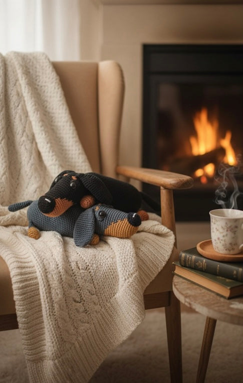 ⭐ Günther der Dackel | Handmade Häkeltier 25cm | 100% Baumwolle | fellundmasche