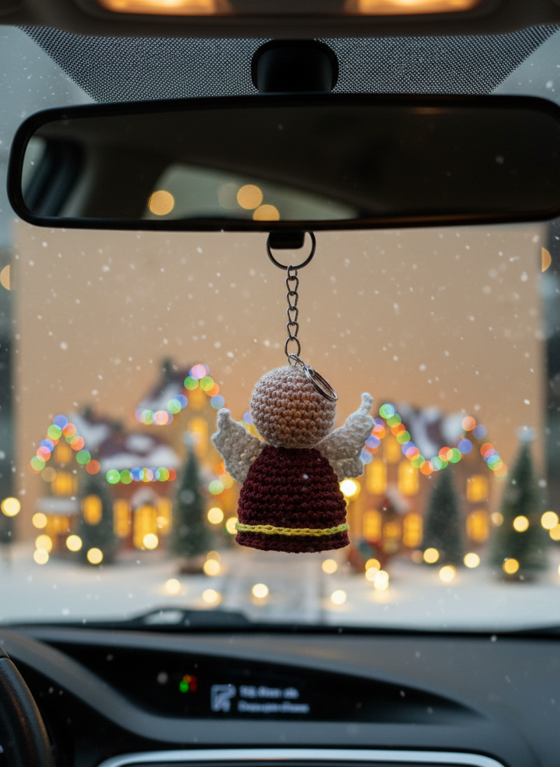 ⭐ Engel Schlüsselanhänger Gehäkelt | Schutzengel Taschenanhänger | Wunschfarbe | Baumwolle