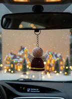 ⭐ Engel Schlüsselanhänger Gehäkelt | Schutzengel Taschenanhänger | Wunschfarbe | Baumwolle