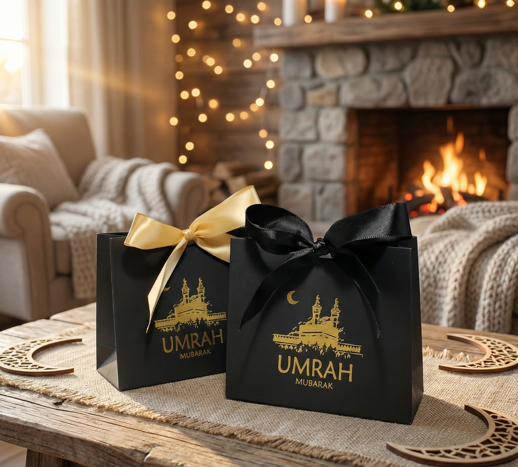 ⭐ 50x Umrah Mubarak Geschenkboxen | Gastgeschenke Verpackung für Datteln & Süßes | Papierbox