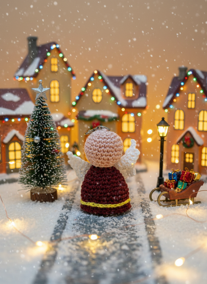 ⭐ Engel Schlüsselanhänger Gehäkelt | Schutzengel Taschenanhänger | Wunschfarbe | Baumwolle