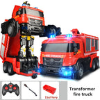 ⭐ RC Feuerwehr Roboter Auto | 2-in-1 Transformer mit Wasserspritze | Licht & Sound 1:14
