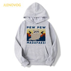 Funny Pew Pew Madafakas Unisex Gray Hoodies Women/Men Cat/Dog/Unicorn/Penguin/Duck With Gun Sweatshirt Femme Streetwear