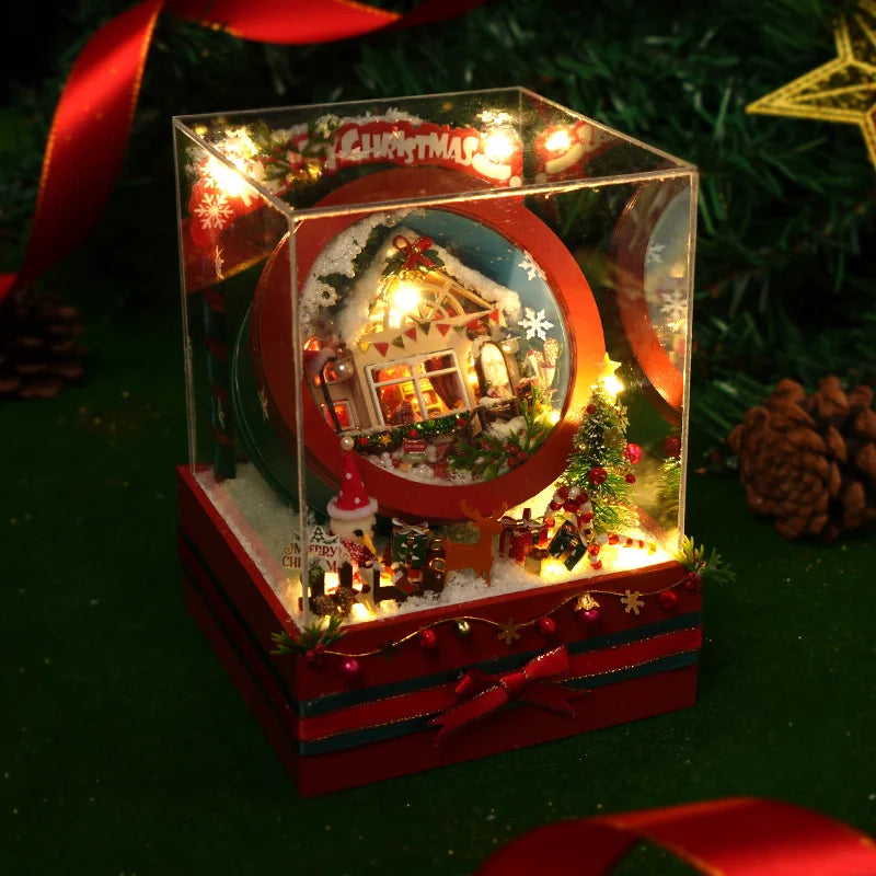 DIY Wooden Dollhouse Casa Miniature Furniture With LED Kit Christmas Cottage Box Doll Houses Assemble Toy for Children Gifts