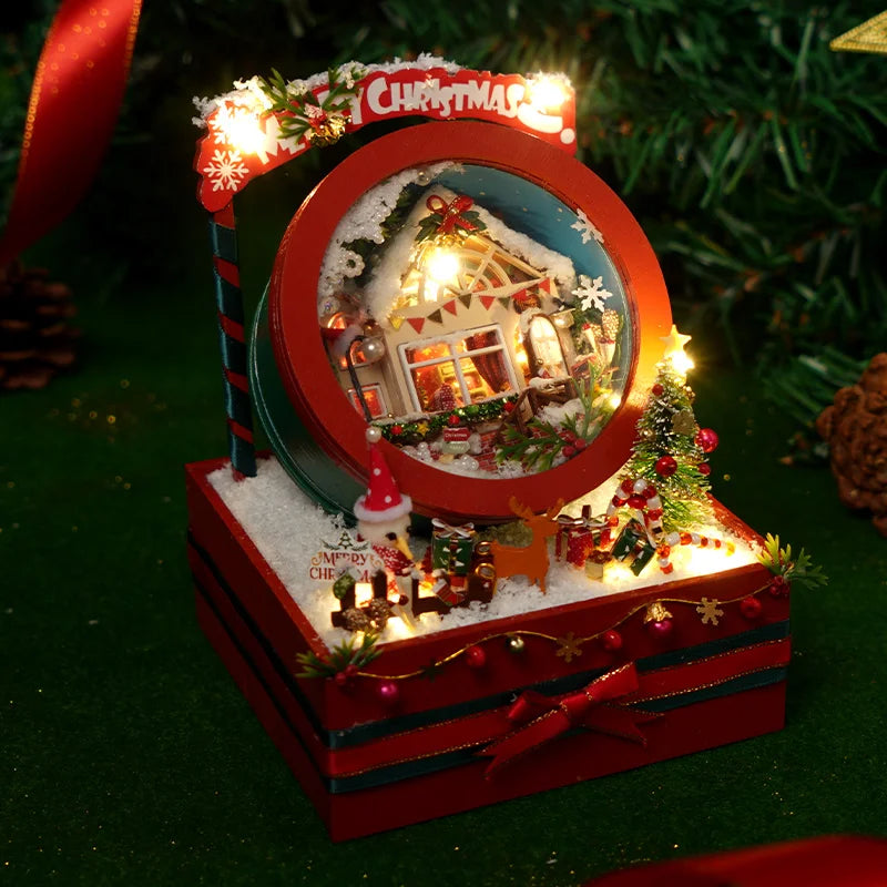 DIY Wooden Dollhouse Casa Miniature Furniture With LED Kit Christmas Cottage Box Doll Houses Assemble Toy for Children Gifts
