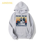 Funny Pew Pew Madafakas Unisex Gray Hoodies Women/Men Cat/Dog/Unicorn/Penguin/Duck With Gun Sweatshirt Femme Streetwear