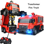 ⭐ RC Feuerwehr Roboter Auto | 2-in-1 Transformer mit Wasserspritze | Licht & Sound 1:14
