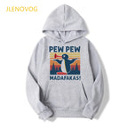 Funny Pew Pew Madafakas Unisex Gray Hoodies Women/Men Cat/Dog/Unicorn/Penguin/Duck With Gun Sweatshirt Femme Streetwear