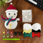 BSEVB-Christmas Snowman Crochet Kit For Adults With Yarn Hook, Video Tutorials& Easy Craft Supplies For Women