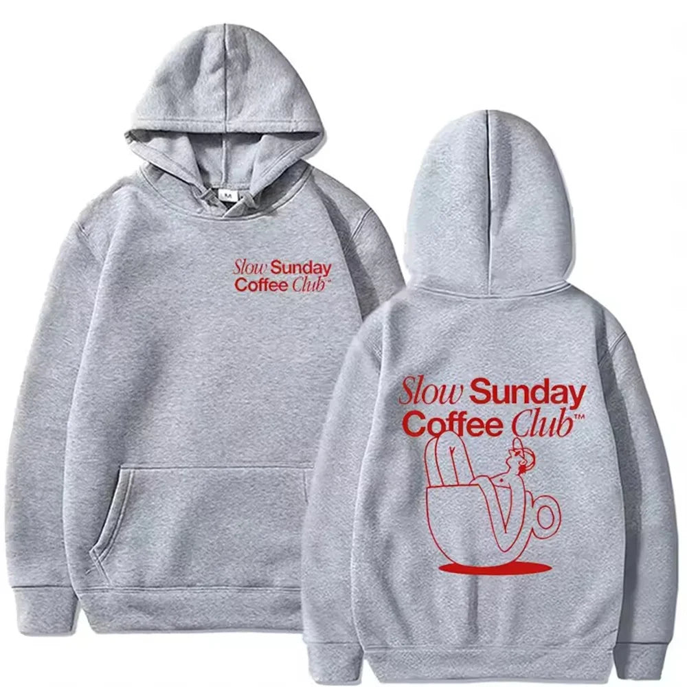 2025 New Sunday Coffee Club Hoodie Funny Men's Hoodie Harajuku Unisex Street Wear Fleece Pullover Sweatshirt
