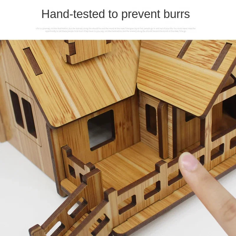 3diy Wooden 3D Puzzle Board Handmade Building Model Toy House Children's Gift