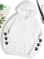 ⭐ Talk To The Paw Hoodie Damen | Lustiger Hunde Cartoon Print | Fleece Pullover