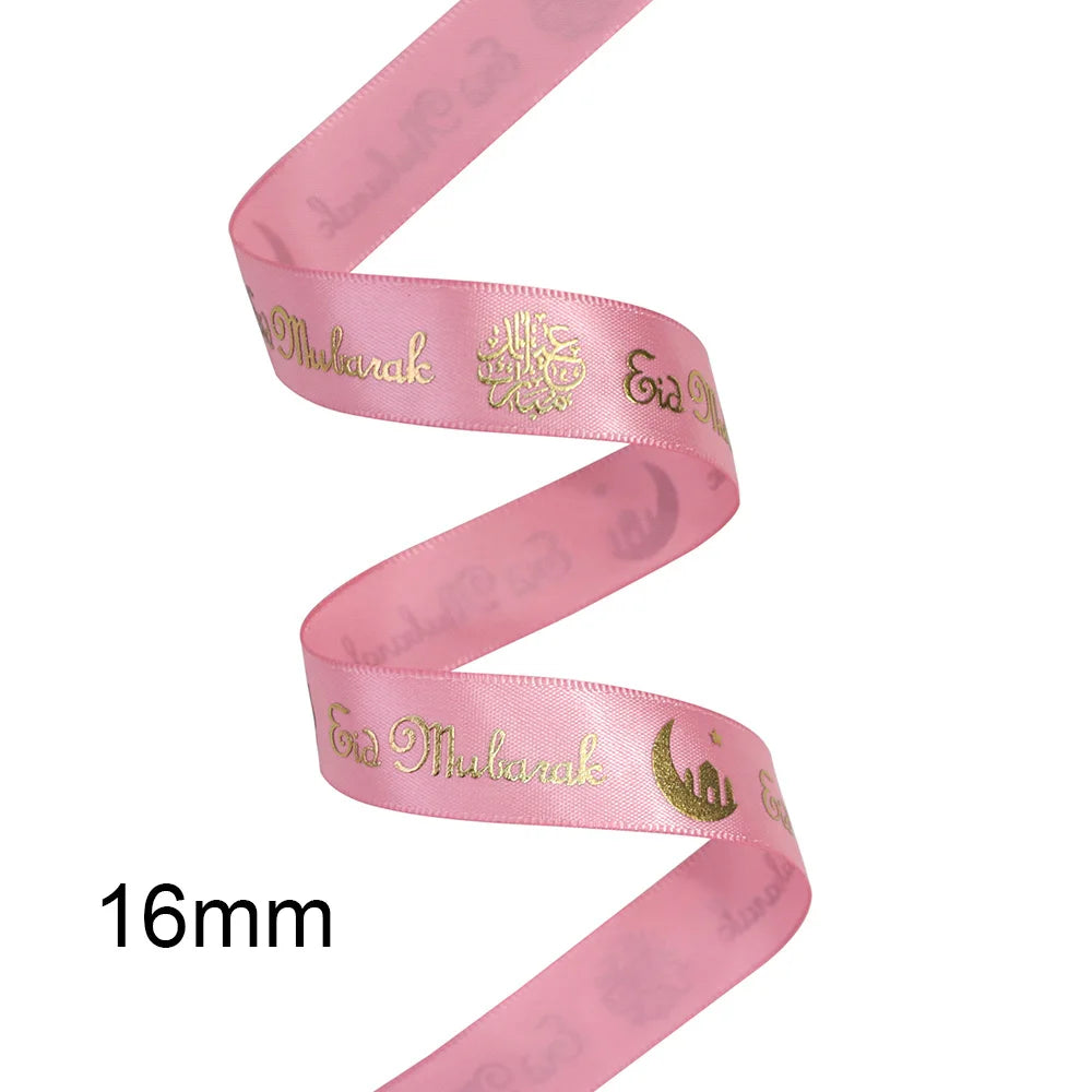 ⭐Satin Geschenkband Eid Mubarak | Goldfolien Aufdruck | Ramadan Deko & Verpackung