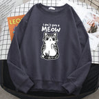 Simple Autumn Womens Sweatshirt I Don'T Give A Meow Funny Cat Cartoon Animalmale Print Hoody Fleece Pullovers Loose Warm Tops