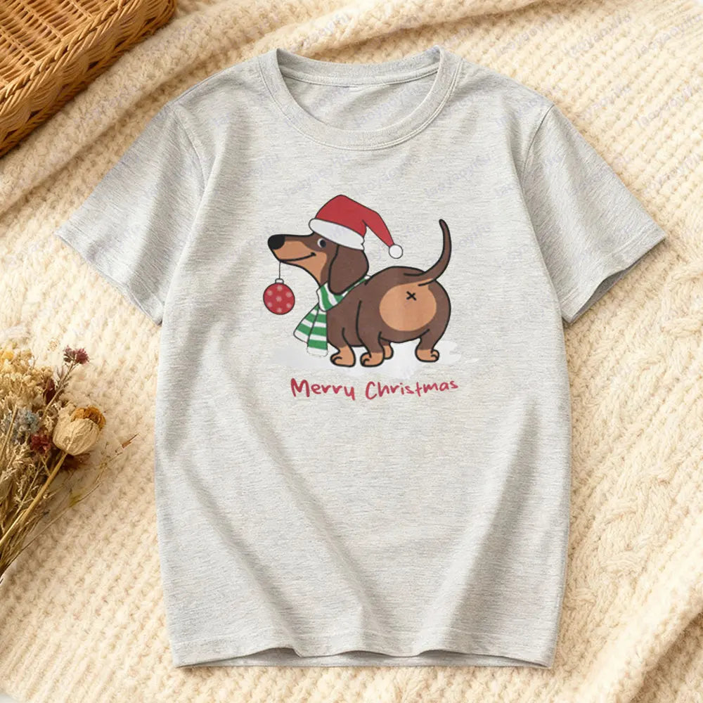 ⭐ Dackel T-Shirt Weihnachten | 100% Baumwolle | Lustiges Dachshund Motiv | Damen & Herren