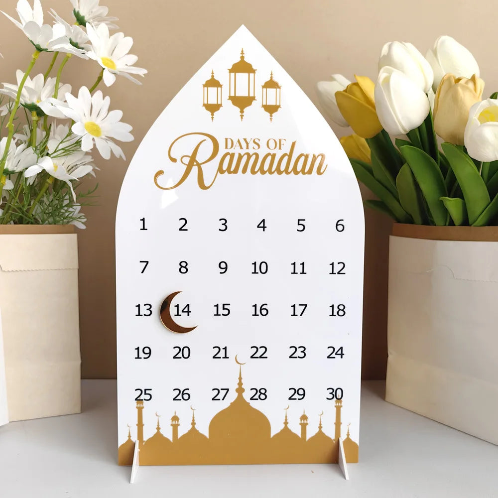 Ramadan Advent Countdown Calendar Acrylic Ramadan Decorations for Home Eid Mubarak Table Decor 30 Days Countdown Calendar