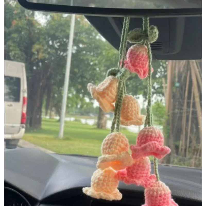 ⭐ Gehäkelte Pflanze Auto Anhänger | Rückspiegel Deko | Handmade Plant Charm | Grün