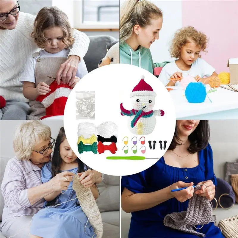 BSEVB-Christmas Snowman Crochet Kit For Adults With Yarn Hook, Video Tutorials& Easy Craft Supplies For Women