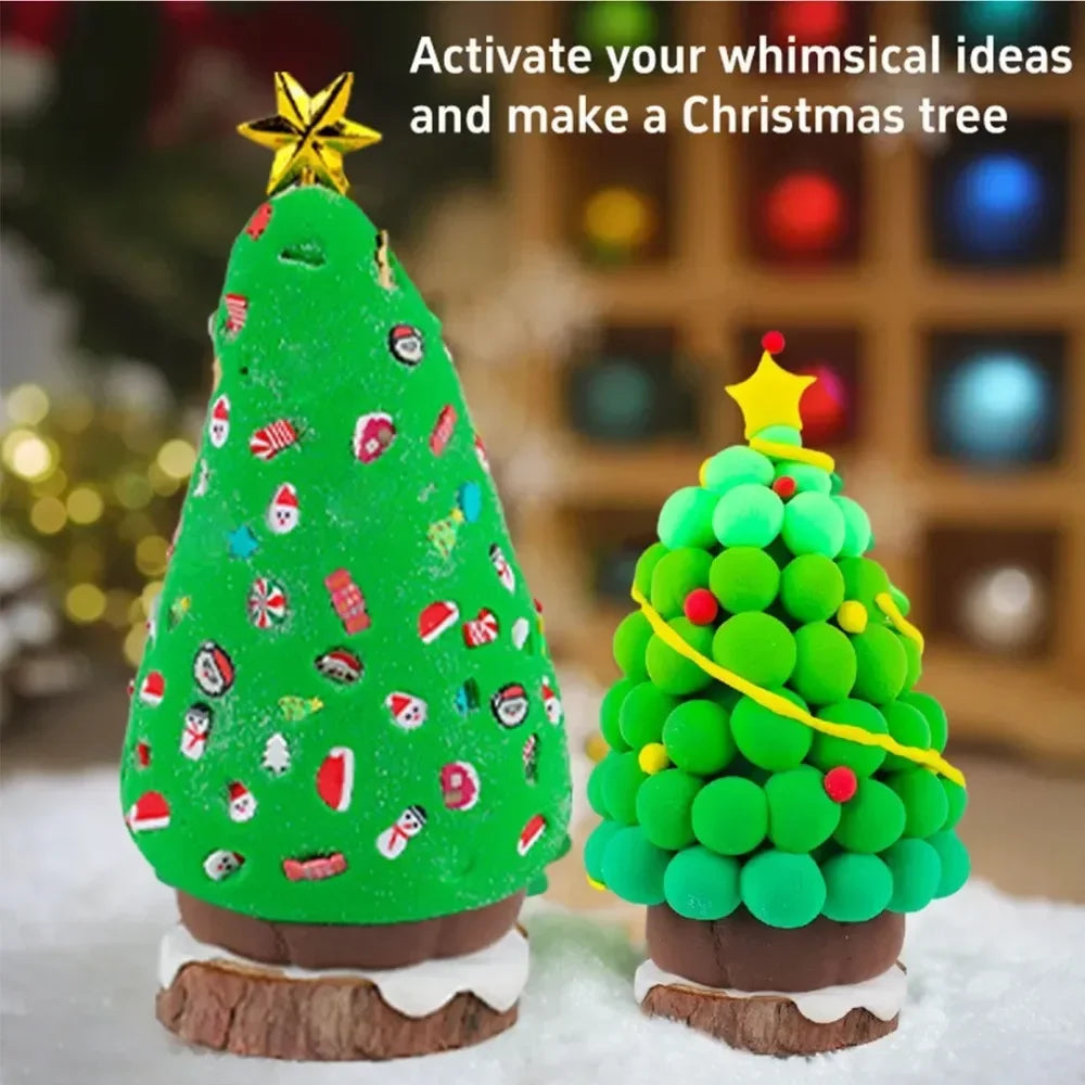 Christmas Trees DIY Crafts Kit for Kids Creative Air Dry Clay Modeling Indoor Home Decorations Xmas Gift for School Party Fun