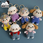Cute Lamb doll Charm Keychains Cartoon Mini Hand Knitted Car Keyring Lovely Backpack Handbag Pendant Couple Keyholder