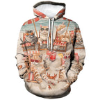 ⭐ Unisex 3D Hunde Katzen Hoodie | Tier-Print Pullover mit Taschen | Langarm