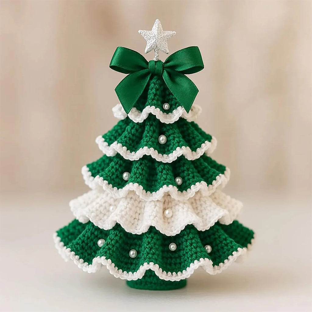 ⭐ DIY Häkelset Weihnachtsbaum | 20cm Tannenbaum mit Perlen & Schleife | Anfänger Kit