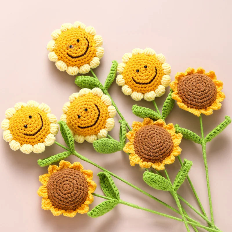 ⭐Gehäkelte Sonnenblume | Handgestrickter Blumenstrauß | Kreatives Woll-Geschenk