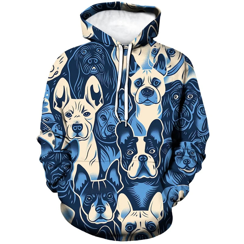 ⭐ Unisex 3D Hunde Katzen Hoodie | Tier-Print Pullover mit Taschen | Langarm