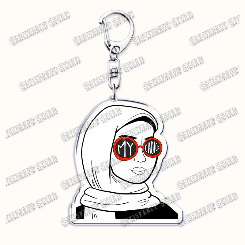 Fashion Islam Muslim Girl Woman Keychains for Accessories Bag Ramadan Eid Mubarak Hijab Keyrings Jewelry Fans Feminism Gifts