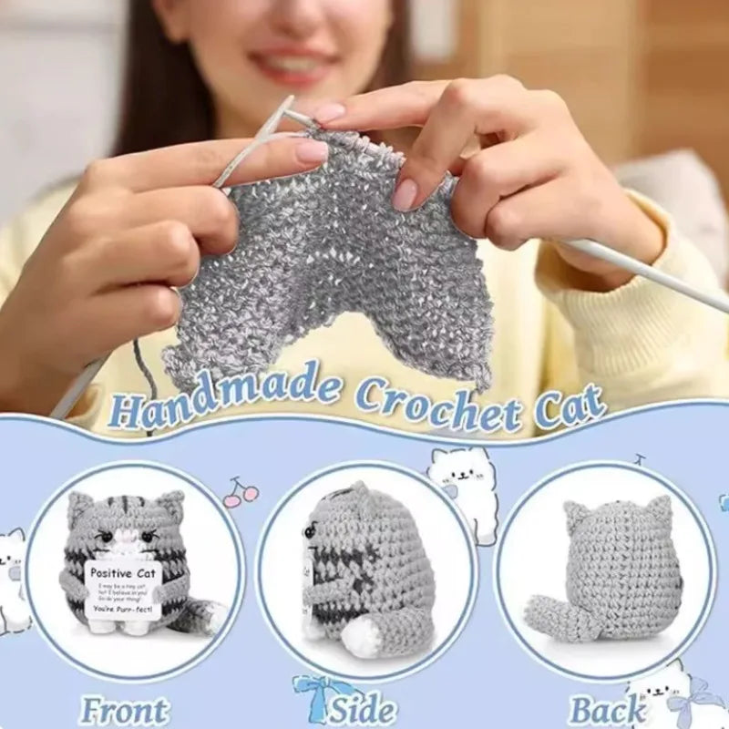 ⭐ Emotional Support Cat | Handgehäkelte Katze Lustig | Mutmacher Geschenk | Deko