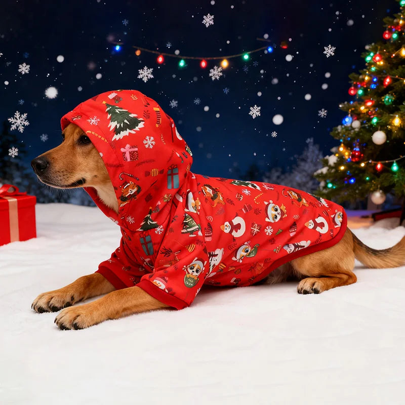 ⭐ Neuer Hunde Hoodie Weihnachten | Warmer Winterpullover mit Kapuze | Festliche Kleidung
