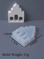 3D Mosque Shape Silicone Mold Hollow House Plaster Ornaments Mould Ramadan Holiday Gift Candle Gypsum Mold Home Decor Supplies