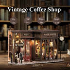 DIY Doll House Wooden Miniature Kit Assembly Building Model Kits Home Decorations with Furniture for Magic Coffee