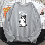 Simple Autumn Womens Sweatshirt I Don'T Give A Meow Funny Cat Cartoon Animalmale Print Hoody Fleece Pullovers Loose Warm Tops