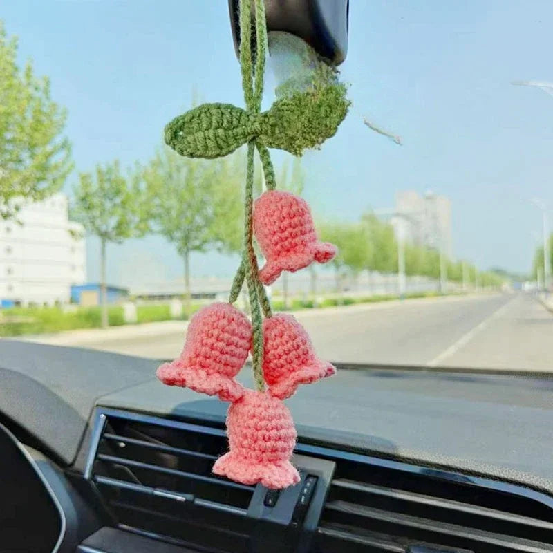 ⭐ Gehäkelte Pflanze Auto Anhänger | Rückspiegel Deko | Handmade Plant Charm | Grün
