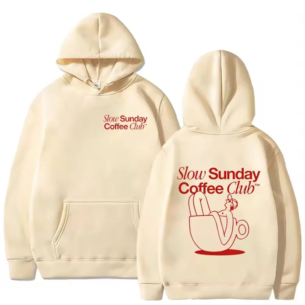 2025 New Sunday Coffee Club Hoodie Funny Men's Hoodie Harajuku Unisex Street Wear Fleece Pullover Sweatshirt