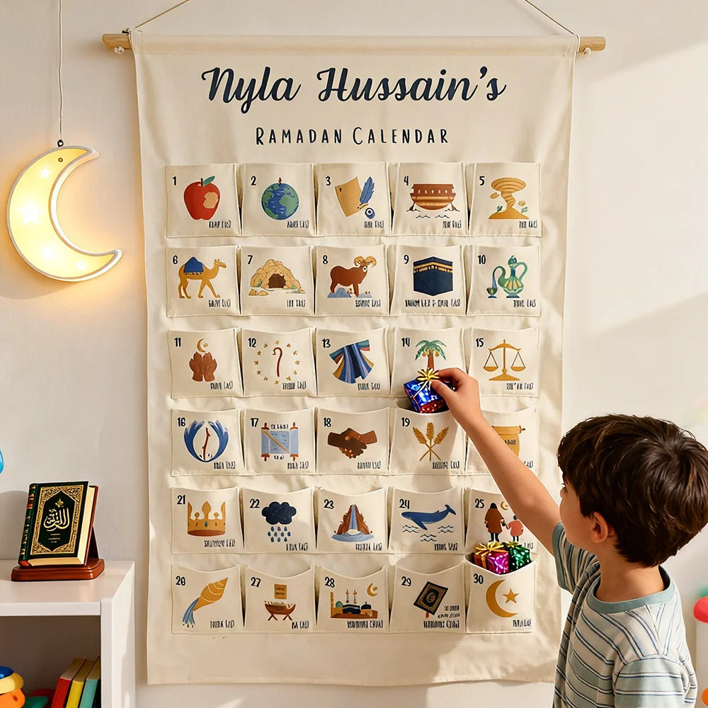 ⭐Personalisierter Ramadan Kalender | 30 Tage Countdown Wandbehang | Islamisches Kinder Geschenk