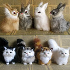 ⭐ Realistische Tierfigur Deko | Katze Fuchs Eule Hase mit Fell | Simulation Modell | Deko
