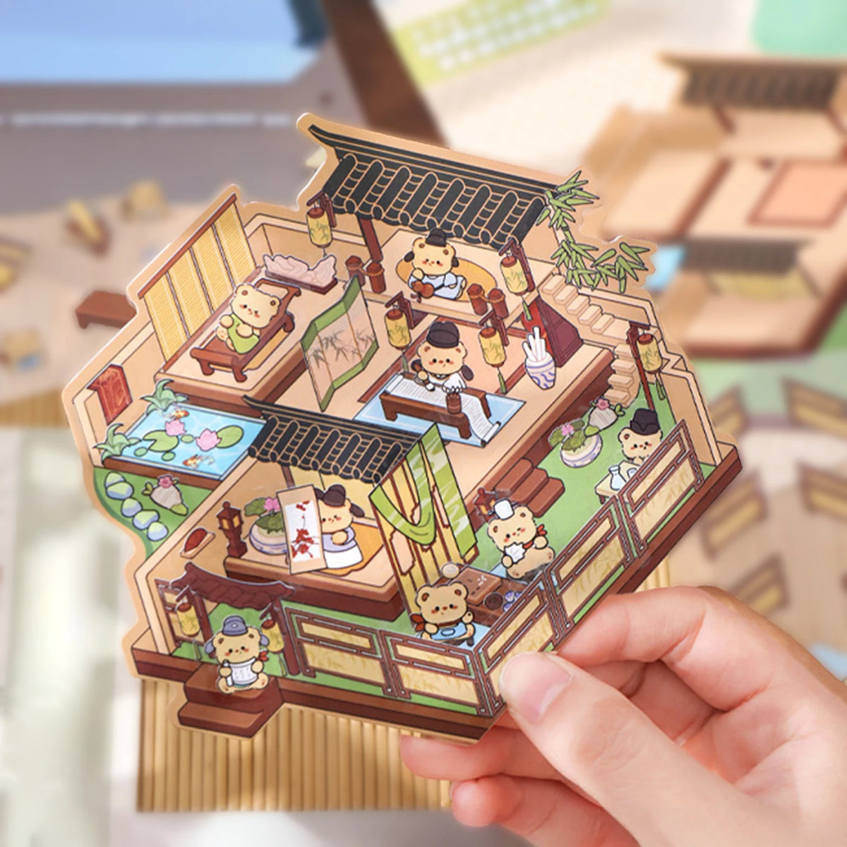 3D DIY House Sticker Scene Handmade Isometric Miniature Room Sticker 3D Visual Stickers PET Creative Gifts for Kids