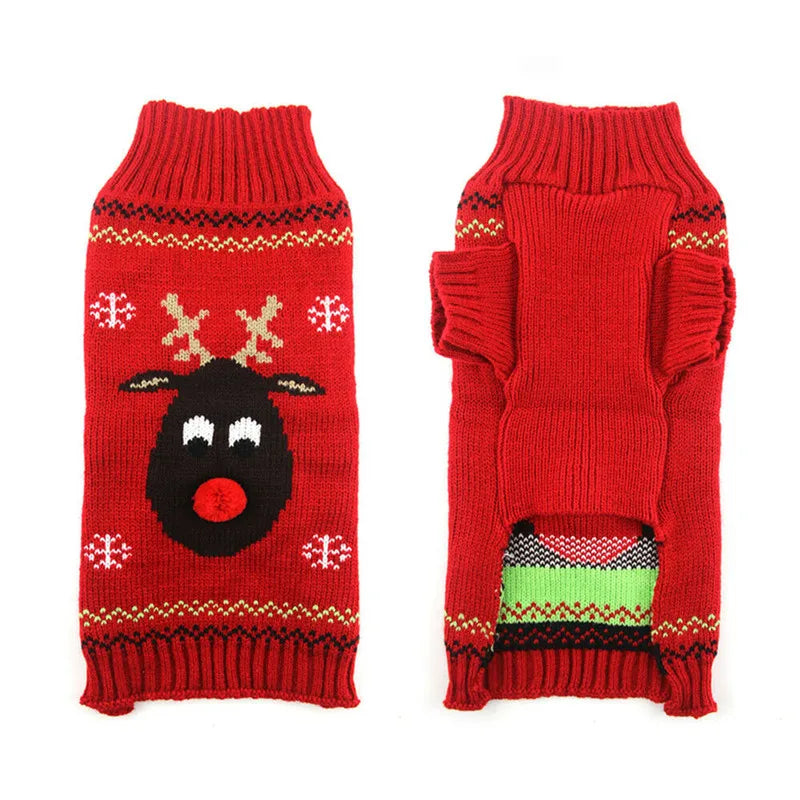 🎄 Christmas Dog Sweater — Warm Knitted Winter Outfit for Dogs & Puppies
