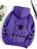 ⭐ Talk To The Paw Hoodie Damen | Lustiger Hunde Cartoon Print | Fleece Pullover