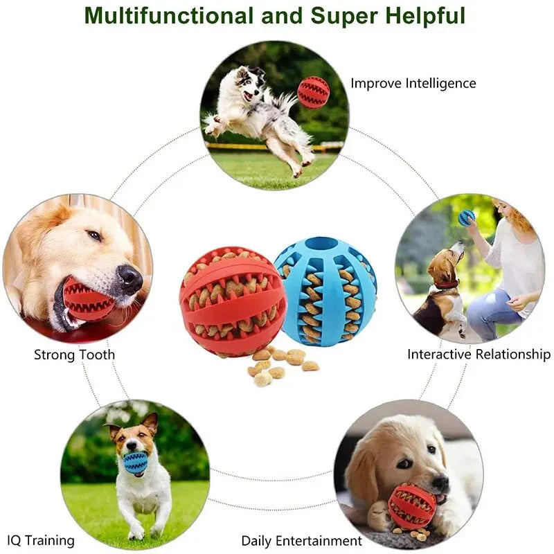 Hundespielzeugball, ungiftiger, bissfester Spielzeugball für Hunde, Welpen und Katzen, Futterspender für Hunde und Katzen, Kau- und Zahnreinigungsball
