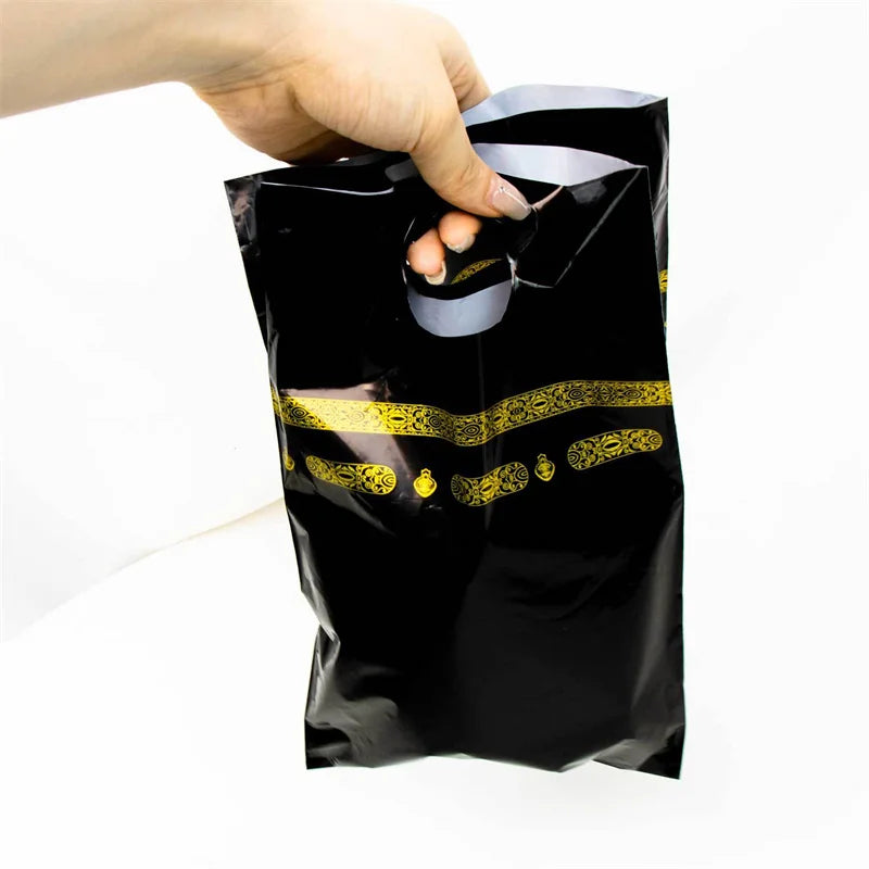 10Pcs Black Umrah Mubarak Candy Gift Bag Eid Mubarak Islamic Muslim Festival Ramadan Party Decoration Supplies