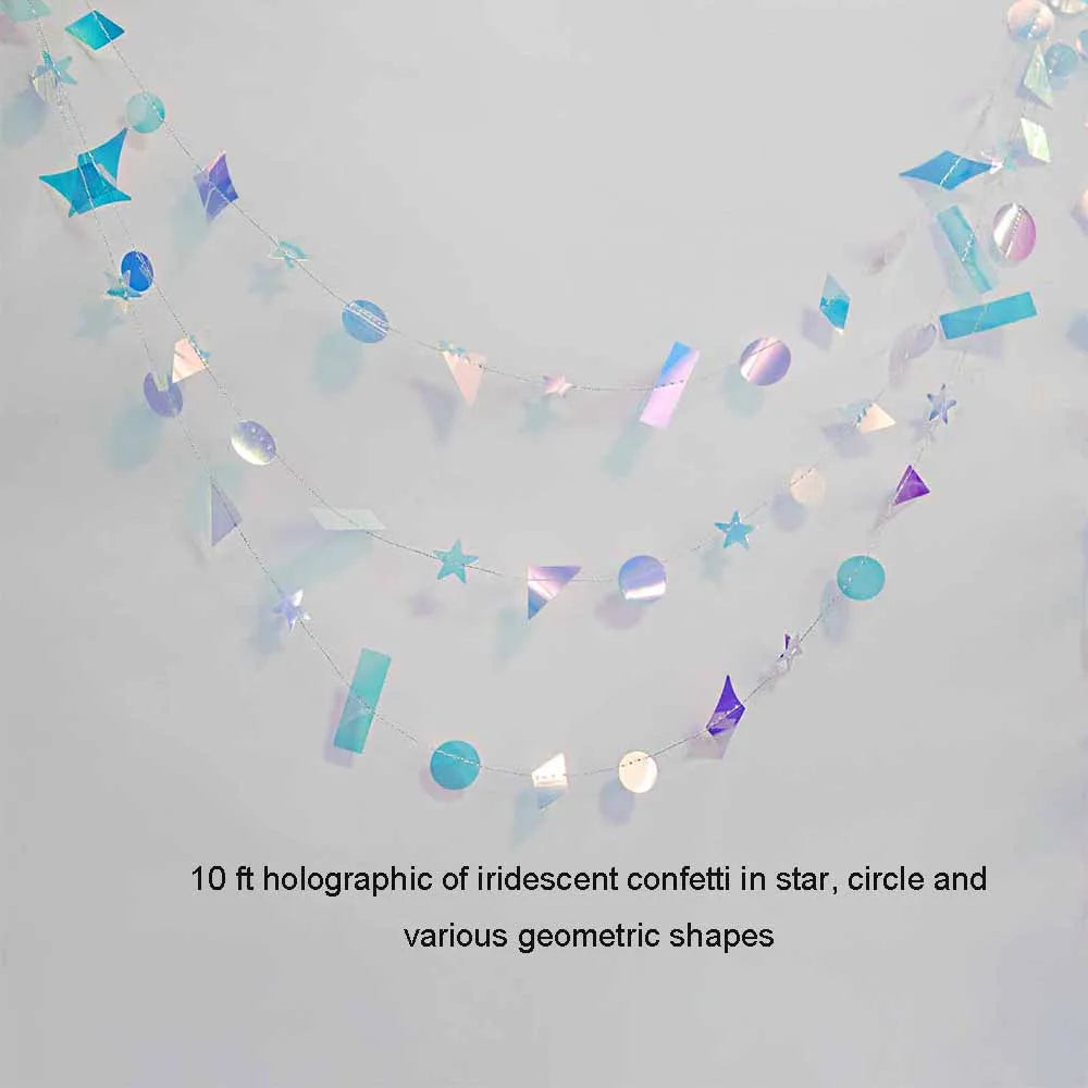 Iridescent Star Moon Circle Garland Ramadan EID Mubarak Birthday Party Decorations Hanging Crescent Twinkle Little Star Streamer