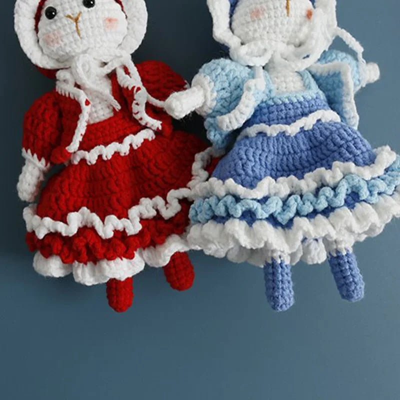 Handmade Knitting Cute Rabbit Doll Keychains Cute Crochet Keyrings For Car Keys Handmaking Knitted Bunny Keychain Bag Pendant