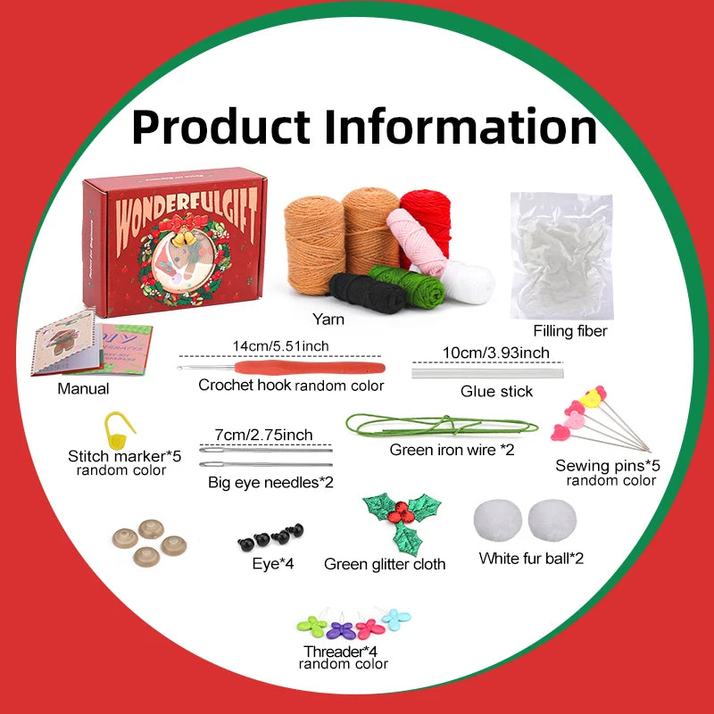 ⭐ DIY Häkelset Weihnachten | Baumwollgarn Starter Kit | Anfänger Komplettset | Deko