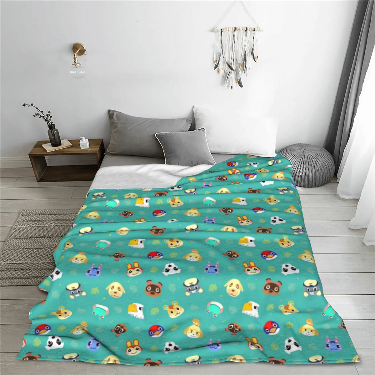 Funny Animals Game Crossing Knitted Blankets Cartoon New Horizons Wool Throw Blanket Airplane Personalised Soft Warm Bedspreads
