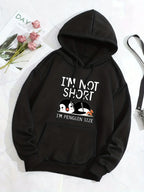 ⭐ I'm Not Short I'm Penguin Size Hoodie | Lustiger Print Damen | Fleece Pullover