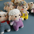 Cute Lamb doll Charm Keychains Cartoon Mini Hand Knitted Car Keyring Lovely Backpack Handbag Pendant Couple Keyholder